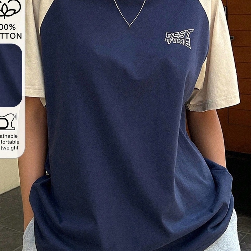 Navy and Cream Raglan T-Shirt